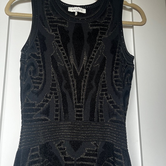 Sandro Black Textured Sleeveless Dress - Picture 6 of 10